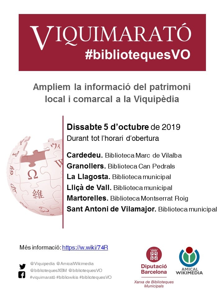 La Biblioteca de la Llagosta celebrarà demà dissabte la Viquimarató